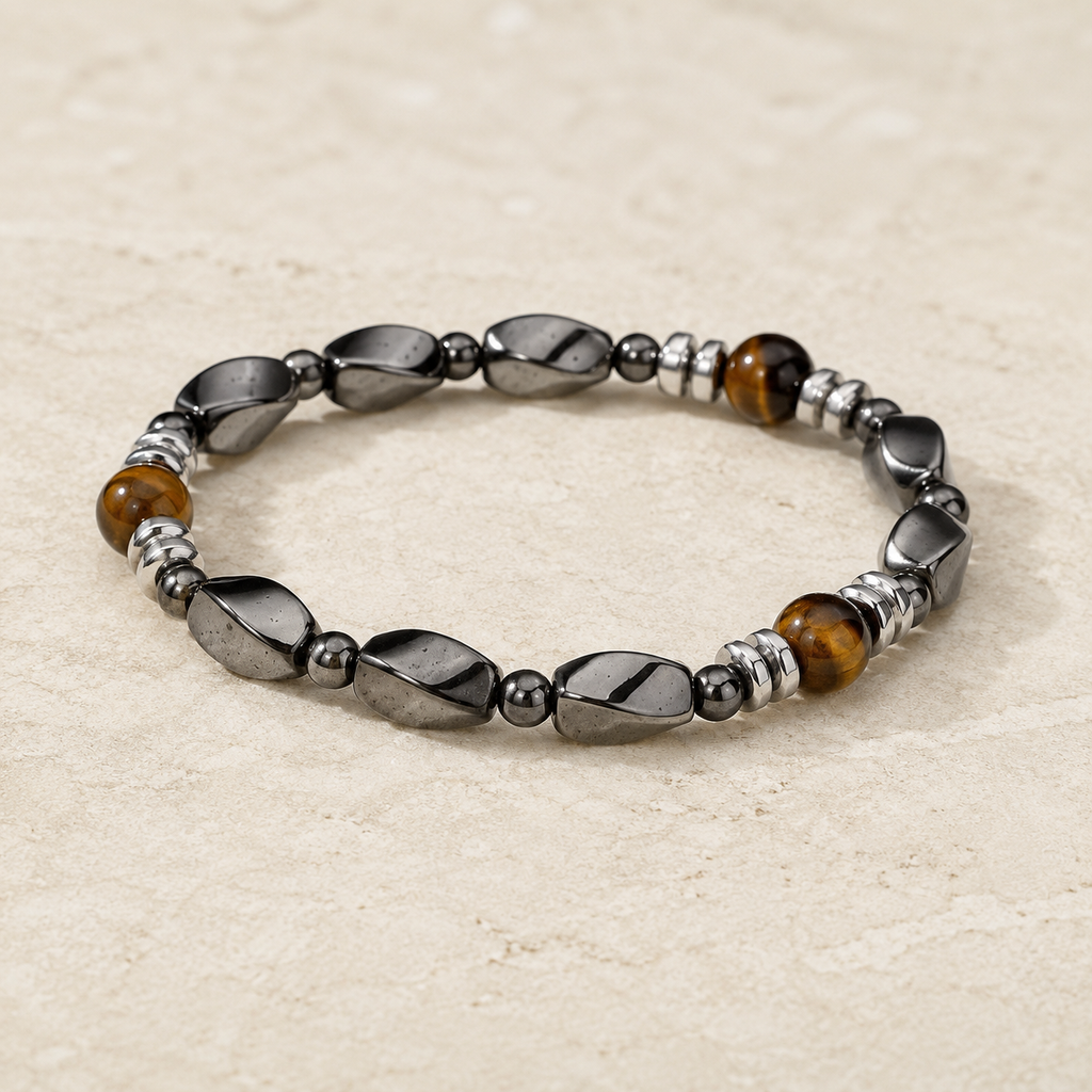 Bracelet Œil de Tigre & Hématite