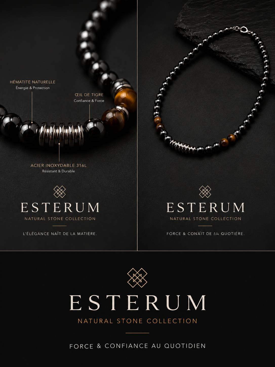 Collier Hématite & Œil de tigre
