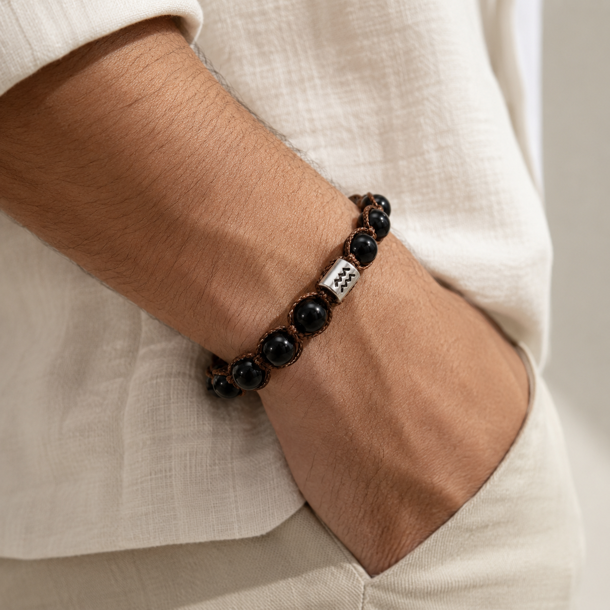 Bracelet Obsidienne & Signe Astrologique