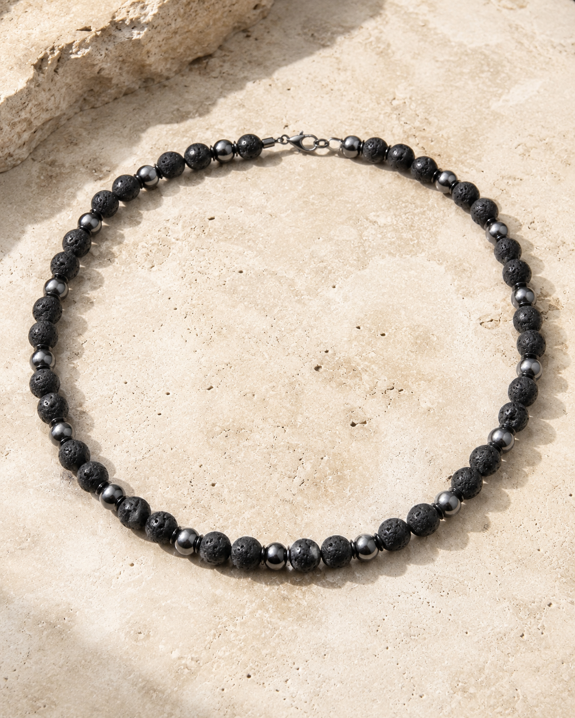 Collier Pierre de Lave & Hématite