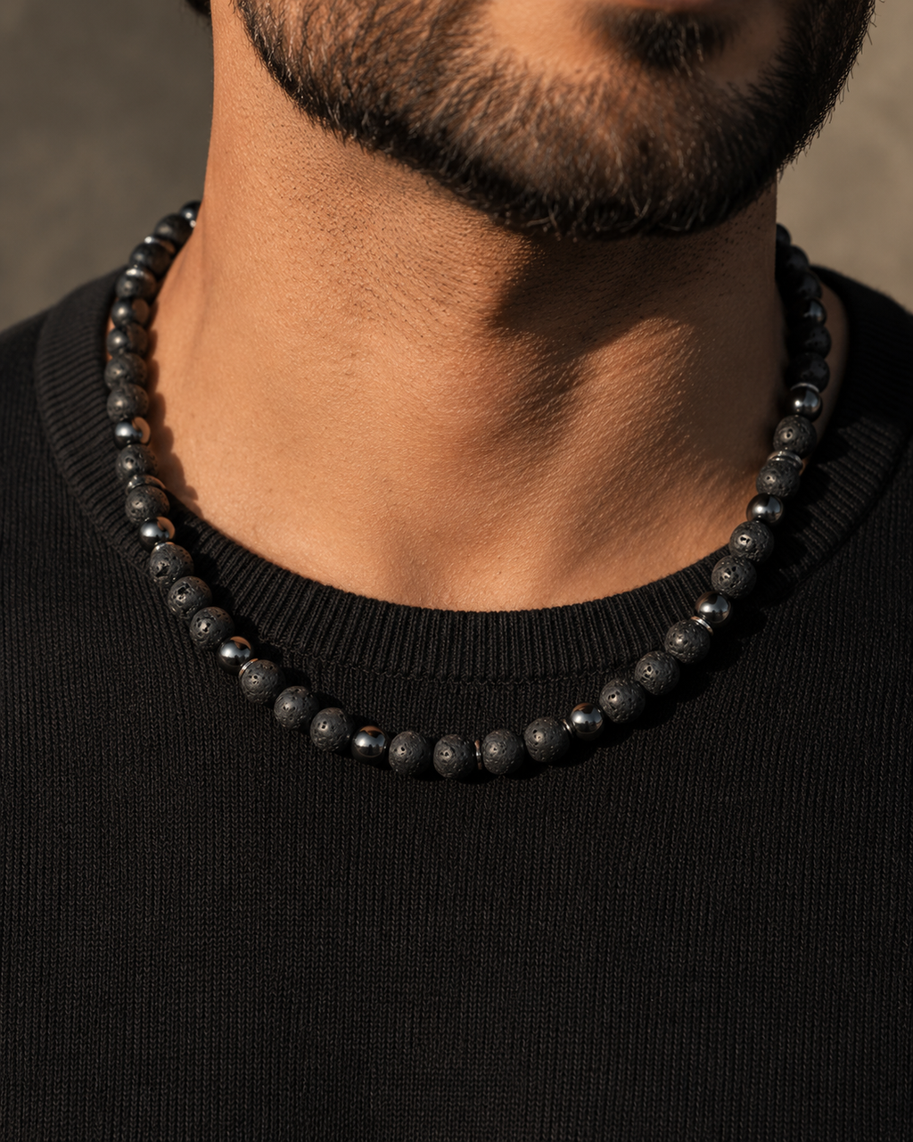 Collier Pierre de Lave & Hématite