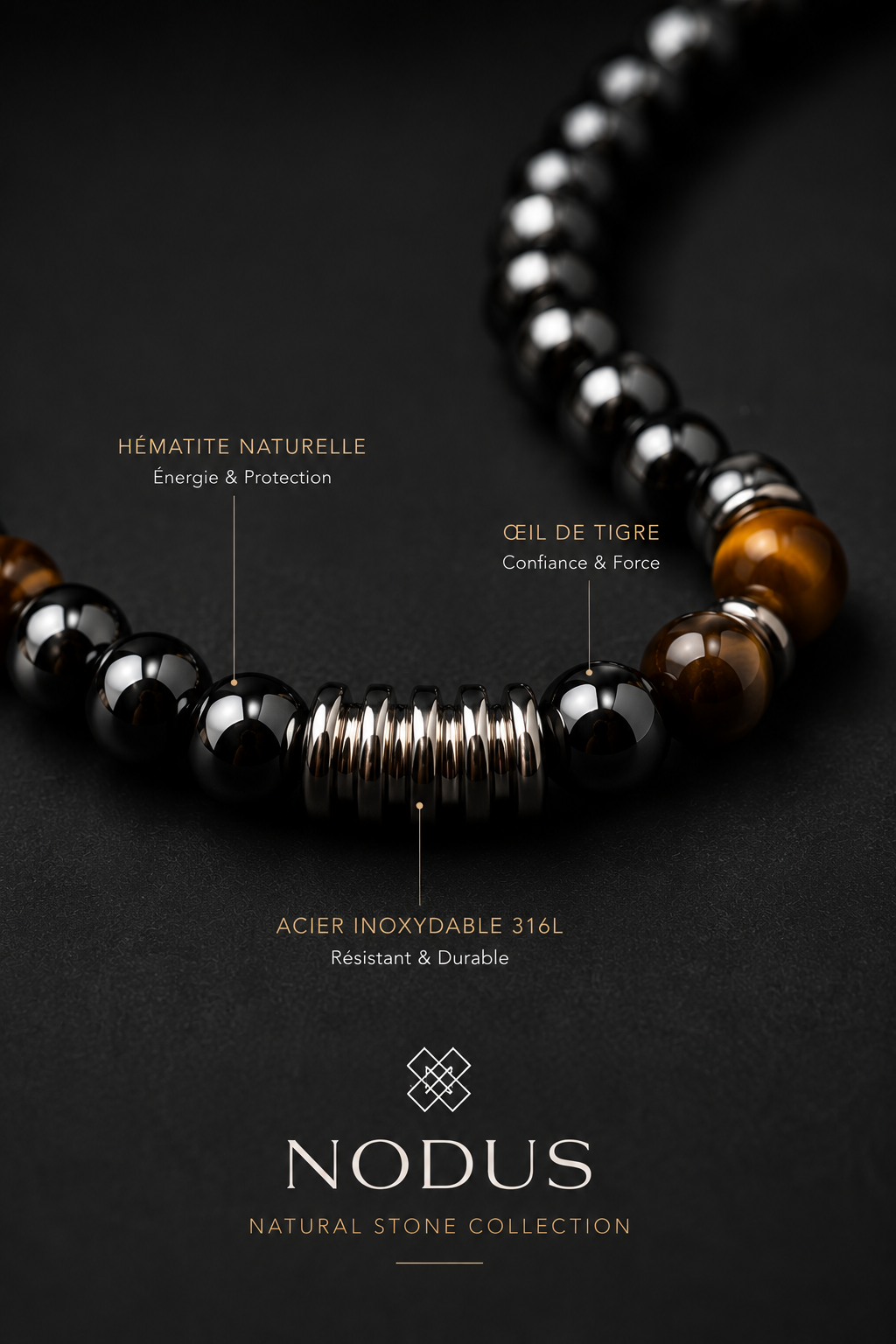 Collier Hématite & Œil de tigre